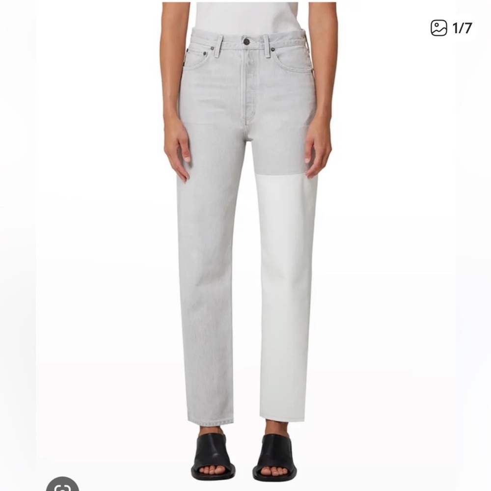 Agolde White and Gray Denim Jeans
